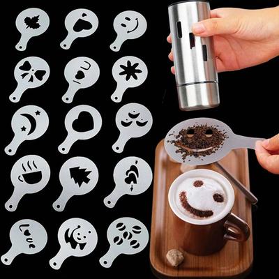 Latte Art Template Coffee Decorating Tool, Reusable Stencils for Barista, Beginner Homemade Coffee Decoration Tool