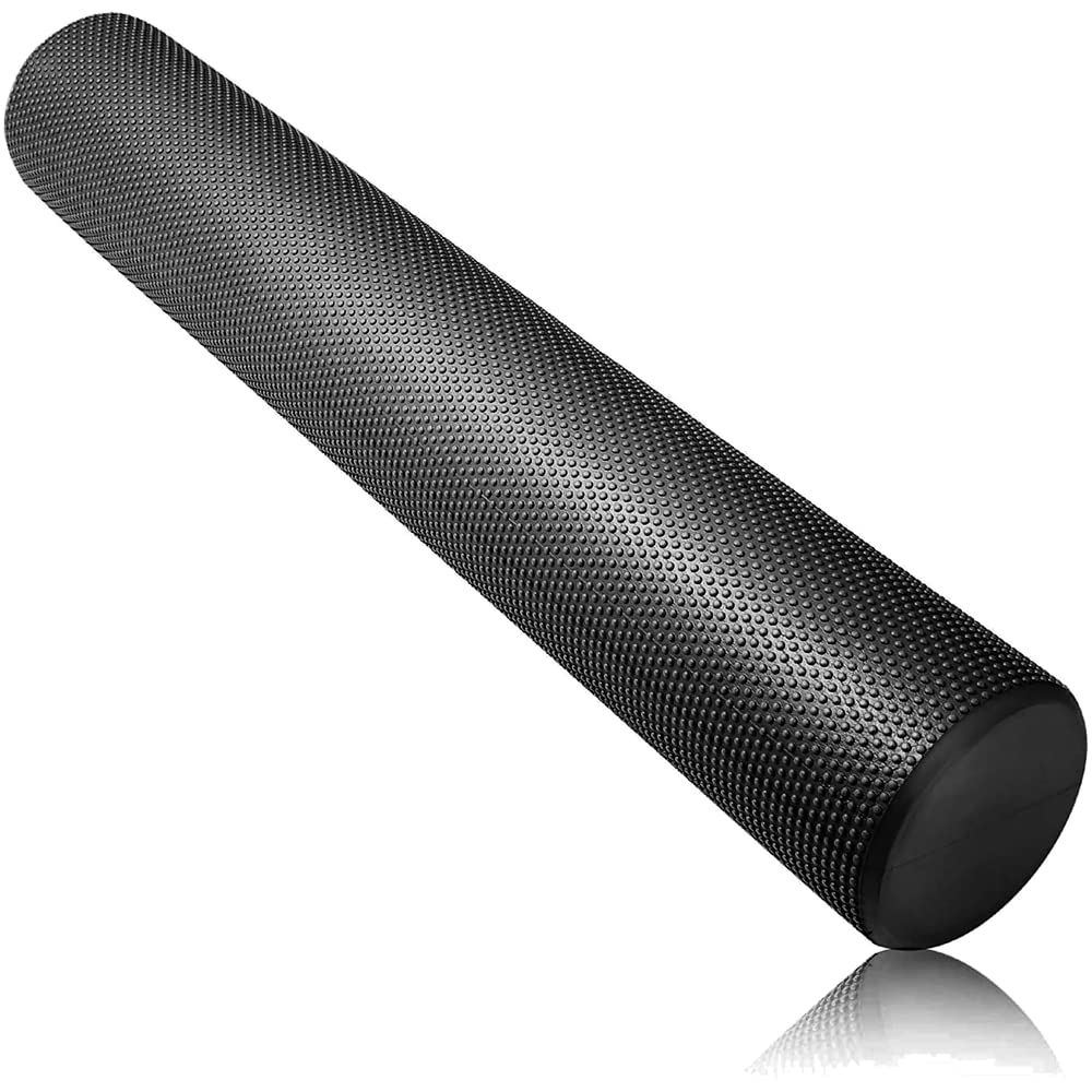 Exclusive Rikopin Yoga Pole Foam Myofascial Mini Stretch Stretching Half Relieves Shoulder and Lower Back Black [Amazon Brand] Roller, Long, Release,