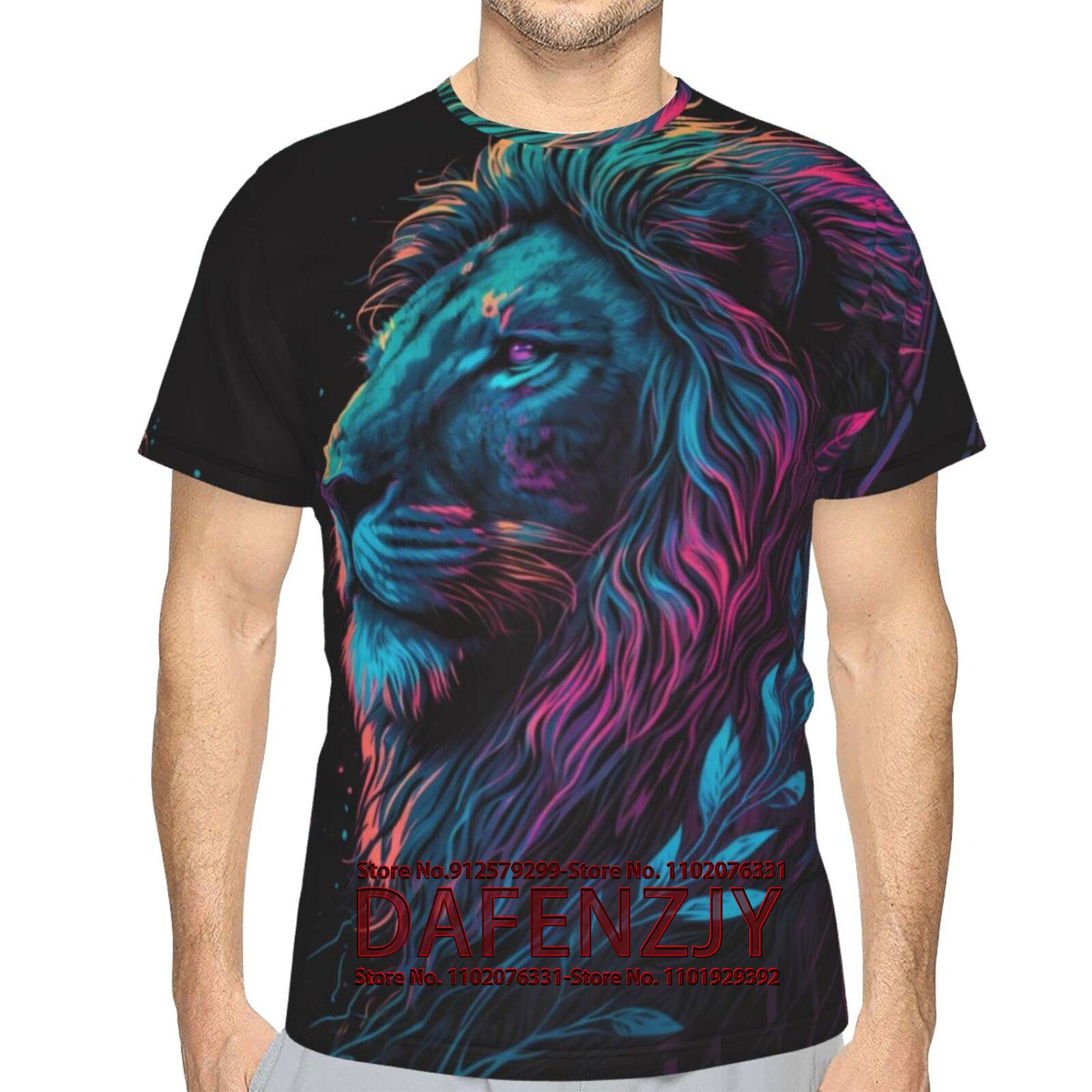 

Летний топ с круглым вырезом и 3D принтом животных, тигра, льва, леопарда, модные повседневные футболки с короткими рукавами для мужчин XS