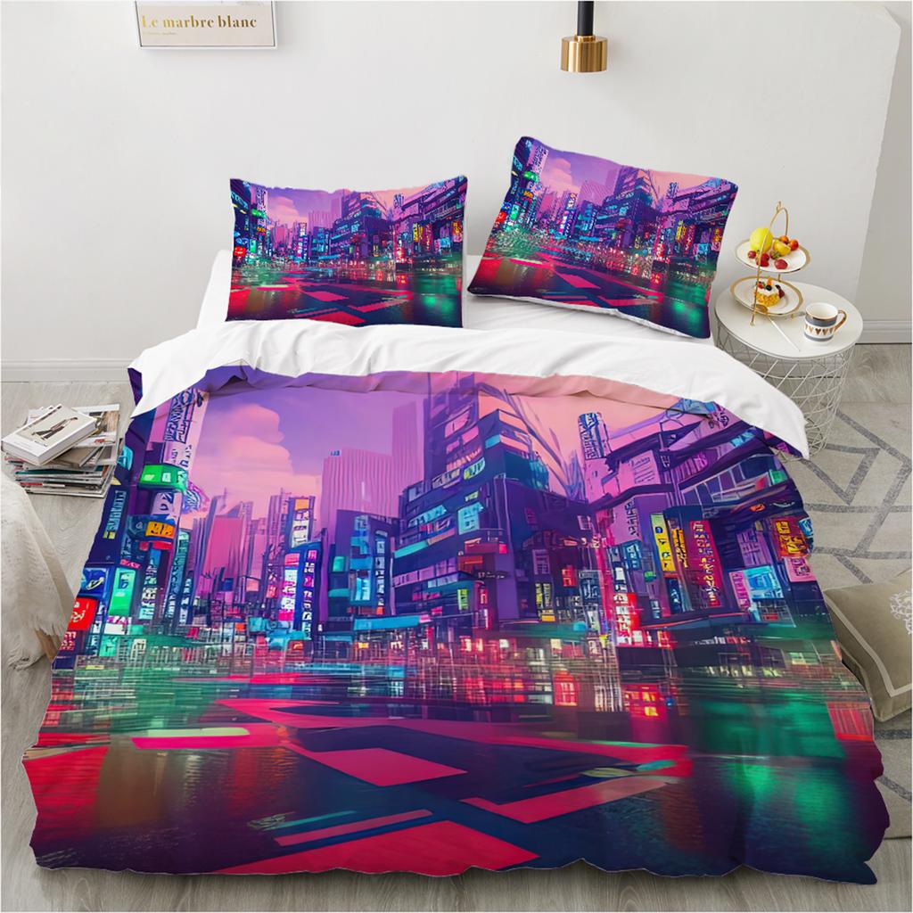 City View Bedding Set Digital Print Duvet Cover Kit Ultra-fine Fiber Pillowcase New Wholesale Bedspread