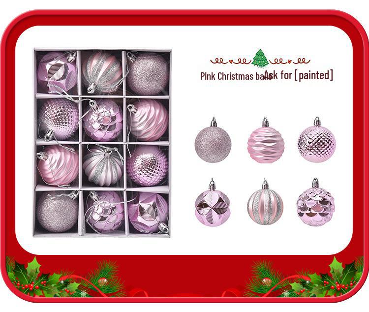 12pc Painted Christmas Ball Set - 6cm Ornaments for Tree & Holiday Decor