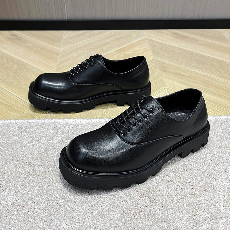 Men'S Casual Leather Shoes Large Size New Dress British Men'S Shoes Platform One Piece 15961-O
