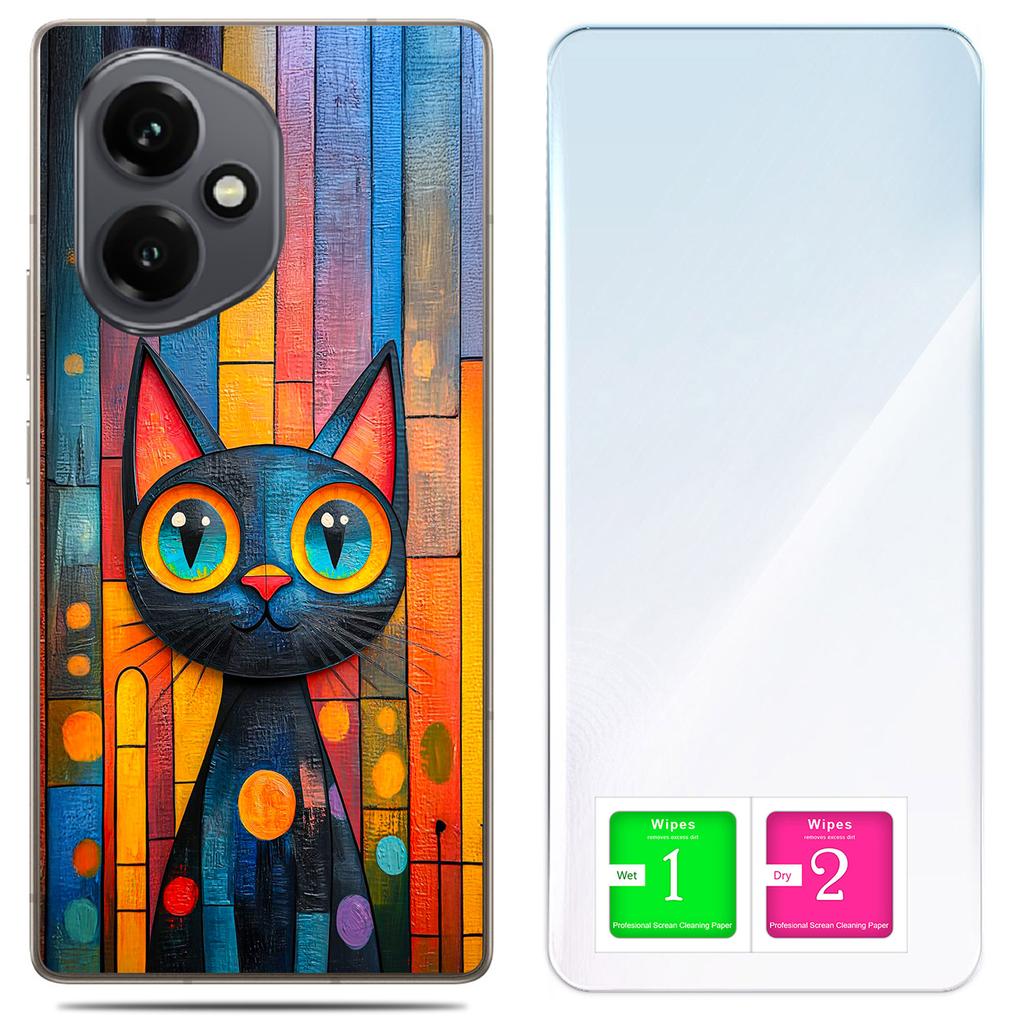 Etui Do Honor X7D / 400 Smart Obudowa Foto Case Plecki Kotek + Szkło 9H
