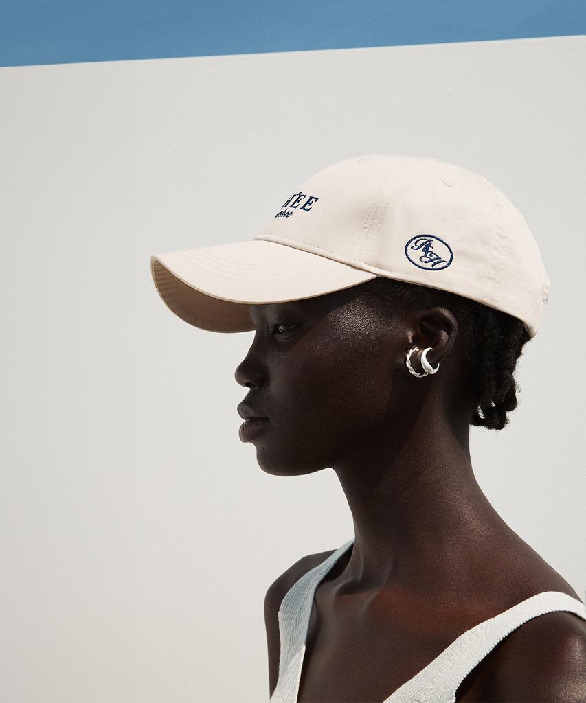 RE RHEE Logo Embroidered Cotton Ball Cap Beige
