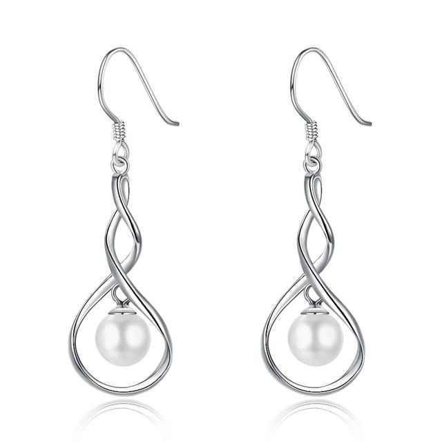 

Длинные серьги-капли из стерлингового серебра 925 пробы с жемчугом для женщин, свадебные украшения, подарок серебряный