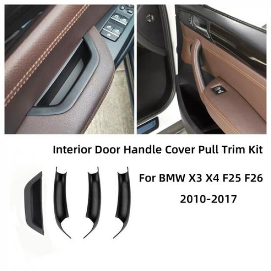 For BMW X3 F25 X4 F26 Black Beige Carbon Interior Door Handle Panel Cover Trim
