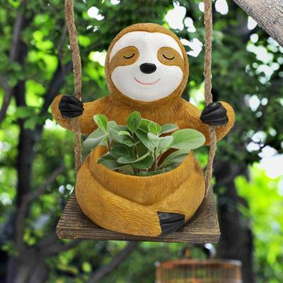 Swing Sloth Planter Resin Sloth Flower Pots Cute Sloth Shape Home Decoration Garden Pots & Planters Decoration for Home Garden