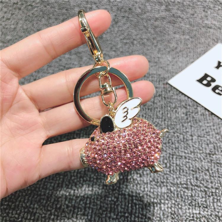 Flying Pig Keychain Zodiac Car Keychain Ring Couple Diamond Small Gift Pendant