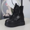 Fashion 12CM Air Mesh Microfiber Synthetic Chunky Sneakers Spring Shoes Leather Ankle Booties Women Vulcanize Boots Autumn