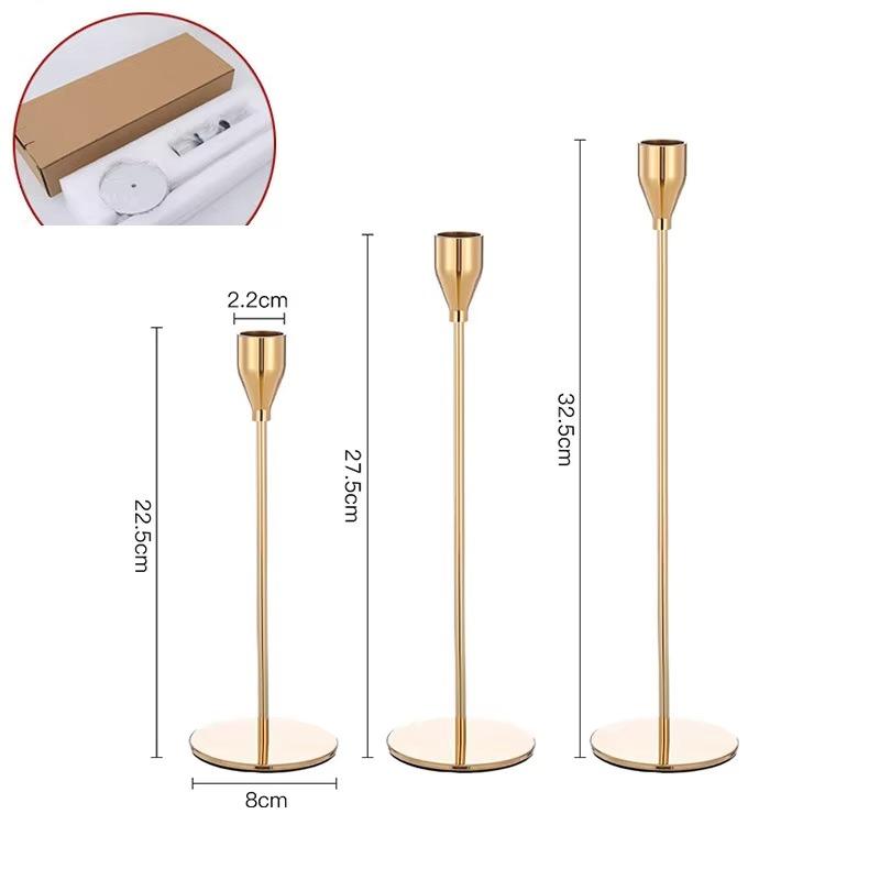 Candle Holder 1PCS Metal Electroplated Candle Holder Ornament Table Candlelight Dinner Model Room Wedding Props Home Decoration