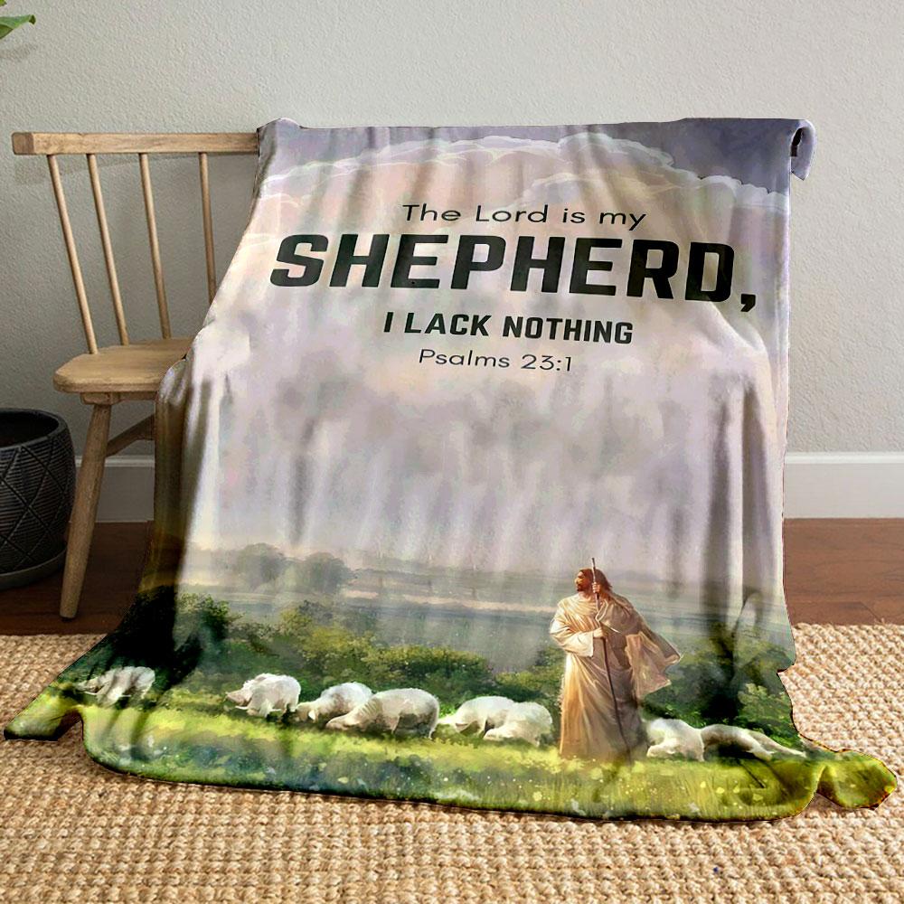 The Lord is my Shepherd Psalm 23:1 Religious Blanket Printed Blanket for Living Room Bed Couch lunch break Blanket for Friend s festival Gift 80cm x 120cm