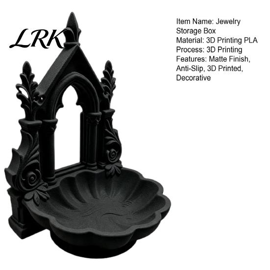 Decorative Storage Dish 3D Printed Gothic Arch Jewelry Tray, Medieval Church Style Trinket Small Item Container Dish, Vintage Tray for Rings Earrings