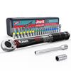 Jneit Torque Wrench for Bicycles, 1/4" Drive, 2-24 Nm, Preset Bit Wrench Set, Black