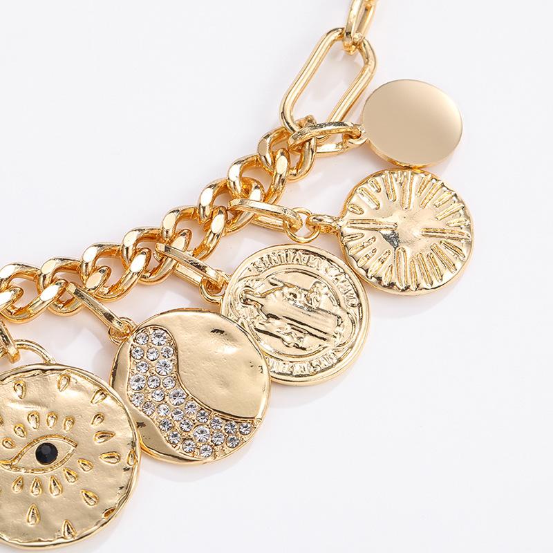 BLINGBAY Women's Pendant Necklace New Exquisite Mysticism Coins Diamond Relief Small Pendant Bib Vintage Necklace Modern Jewelry Gift