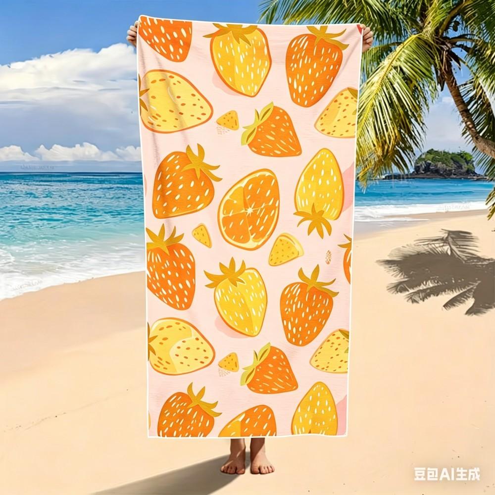 Erdbeer-Mikrofaser-Strandtuch - Schnelltrocknendes, sandfreies Badetuch für Sommerreisen, Pool & Meeresstrand-Sportarten.
