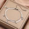 Four Leaf Clover Crystal Charm Bracelet Women's Double Layer Snake Chain Bracelets Lucky Stainless Steel Jewelry