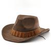 Classic denim vintage jazz hat ethnic style woolen top hat felt antique suede hat cowboy hat