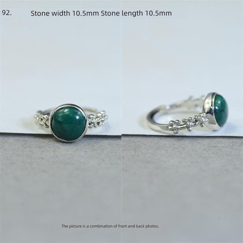 

Raw Ore Natural Hubei Turquoise S925 Silver round Egg-Shaped Ring Surface Men s and Women s Retro Ornament Accessories 77.