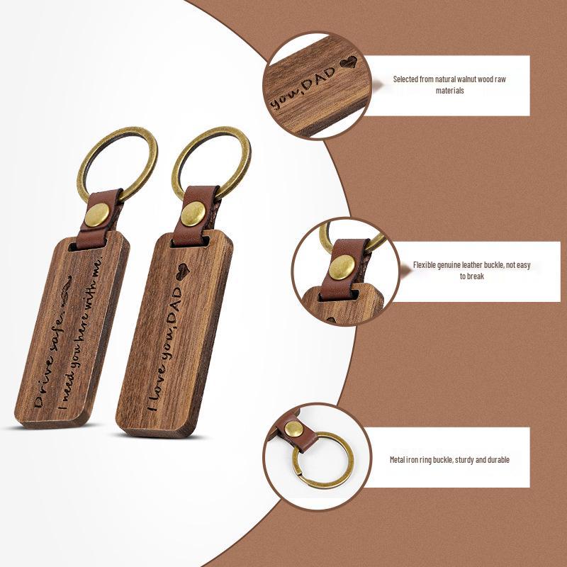 Rectangle Wooden Keychain Pendant - Business Gift in OPP Packaging