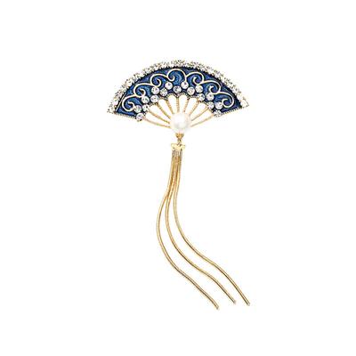 Chinese Fan Fringed Brooch Female Personality Temperament Enamel Diamond Pin Fashion Brooch