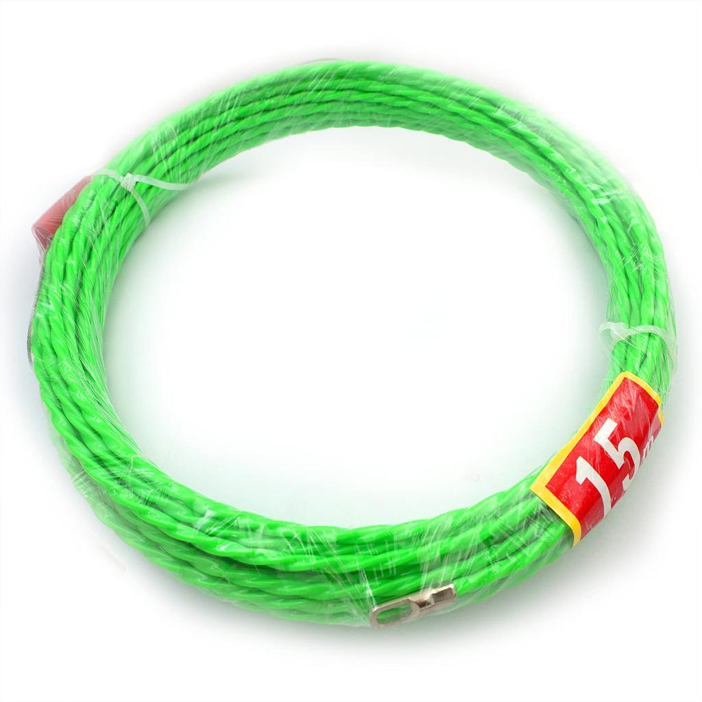 Akuoly Cable Pulling Wire, Steel Wire, Wire Pulling Tool, 15m Length, 4.5mm Diameter, Green