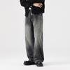 Stark gewaschene Straight Jeans Herren Herbst Amerikanischer Retro Gealtert Locker Lässige Hose