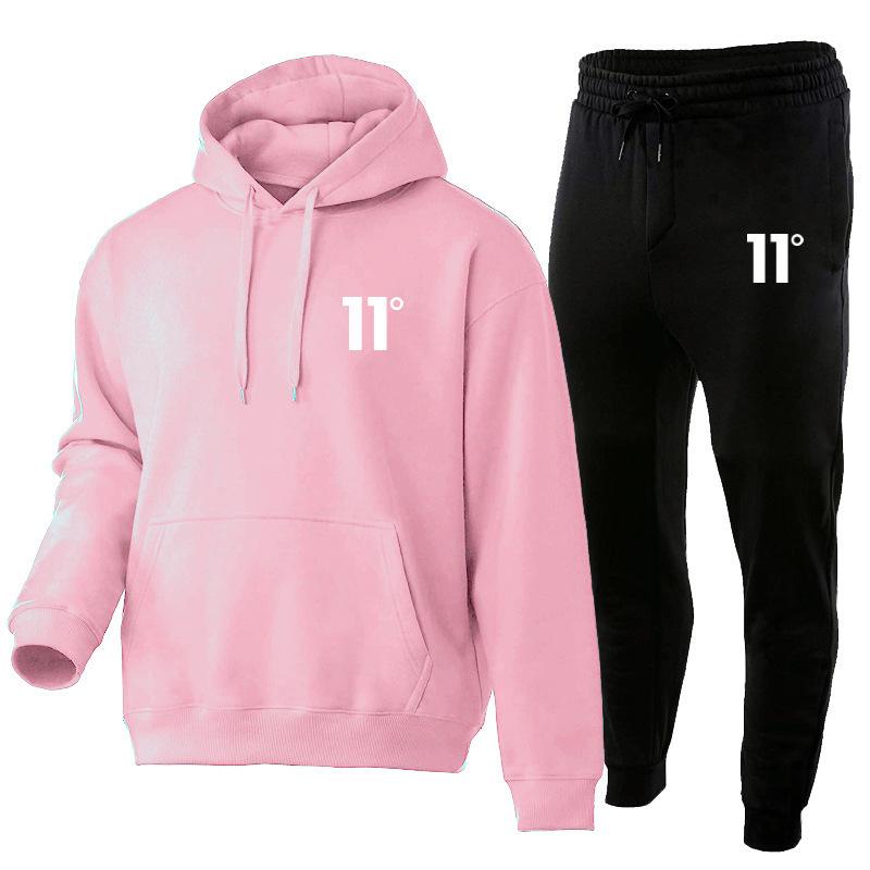 Men's Casual Autumn/Winter Hooded Set - Trendy Plus Velvet Hoodie & Sweatpants Two-Piece Set