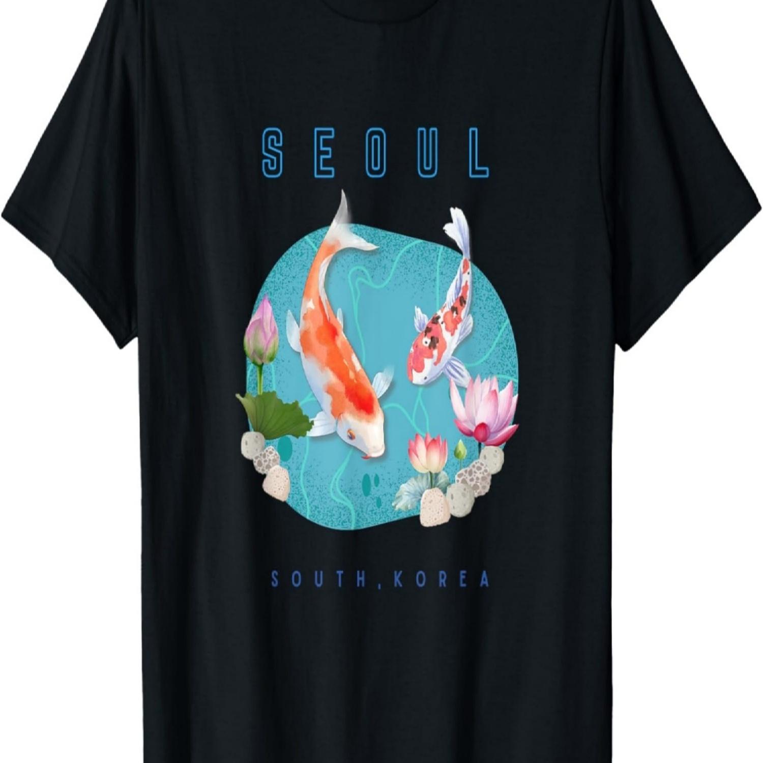 Seoul, South Korea - Koi Fish and Lily Pond T-Shirt S