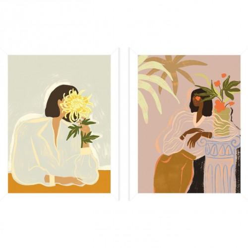Arty Guava The Chrysanthemum Waiting Framed Print Set  (Pack of 2)
