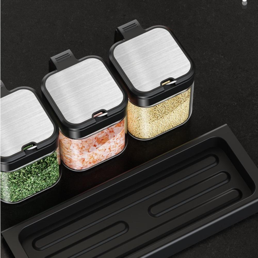 4ks Nerezových Víček Sada Kořenek Skleněná Solnička Módní Nádoby na Koření Cukr