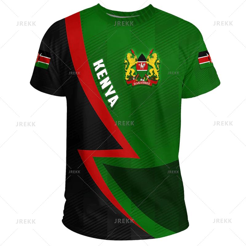 3D Printed Kenya National IndependenceDay T Shirt The Republic-of Kenya Emblem Falg Graphic Short Sleeves Vintage Tee Shirts Top