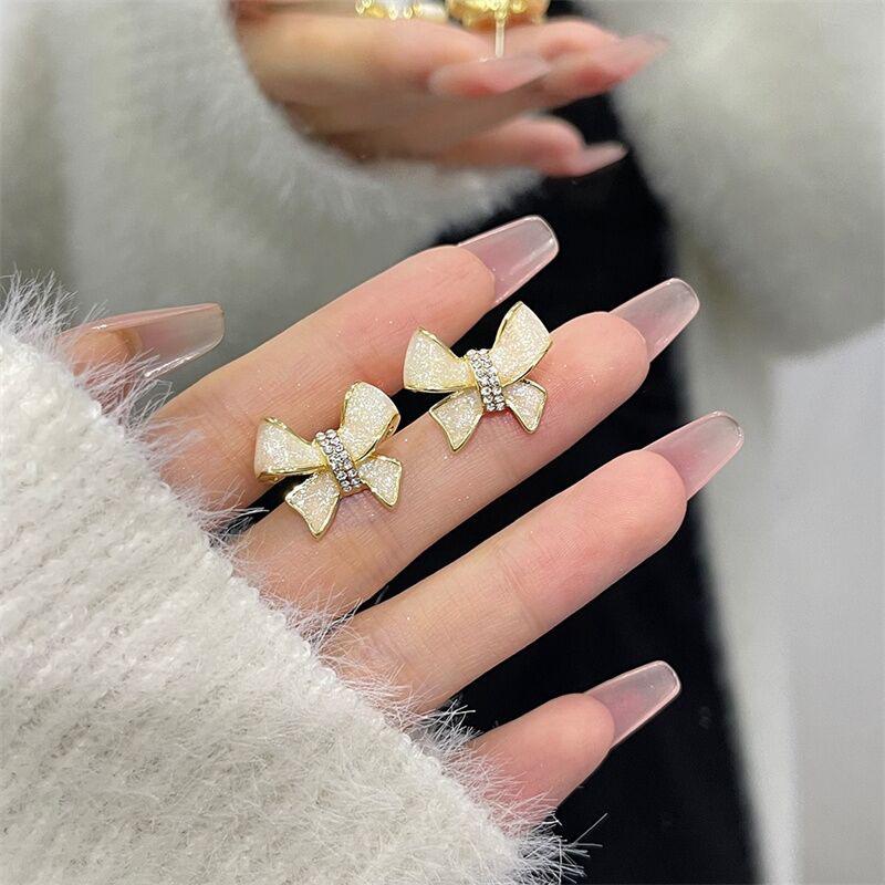 2023 Trendy Bow Oil Drop S925 Silver Fairy Earrings