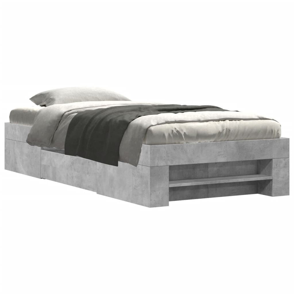 Bed Frame Concrete Grey 75x190 cm Particleboard