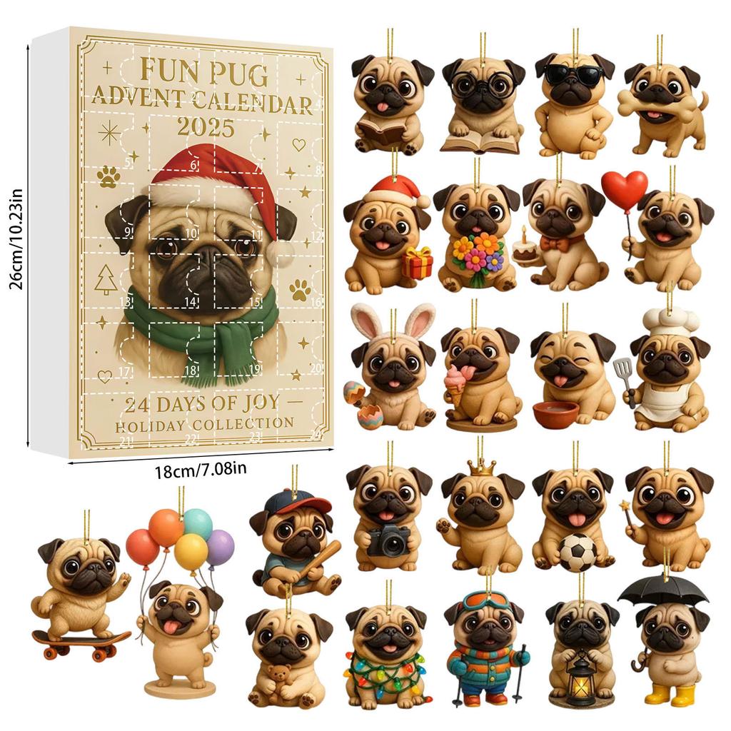 Animal Pet Blind Box Christmas Advent Ornaments - Acrylic Hanging Pendant Decorations for Christmas Tree, Collectible Holiday Gift