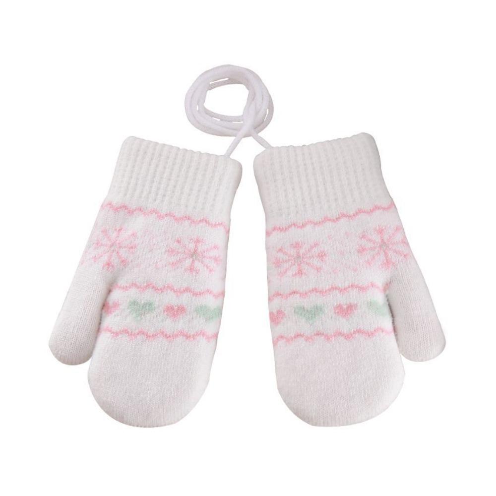 Hanging Neck Rope Children Knitted Mittens Thickened Warm Winter Warm Gloves  Winter Season