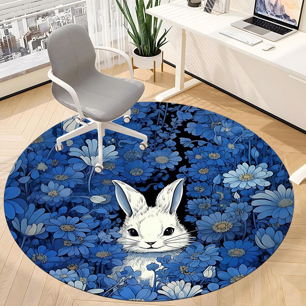 1PC White Bunny Chair Carpet for Office, Indoor Non-Slip Washable Carpet, Soft Comfortable Mat For Office Room Yy250930189