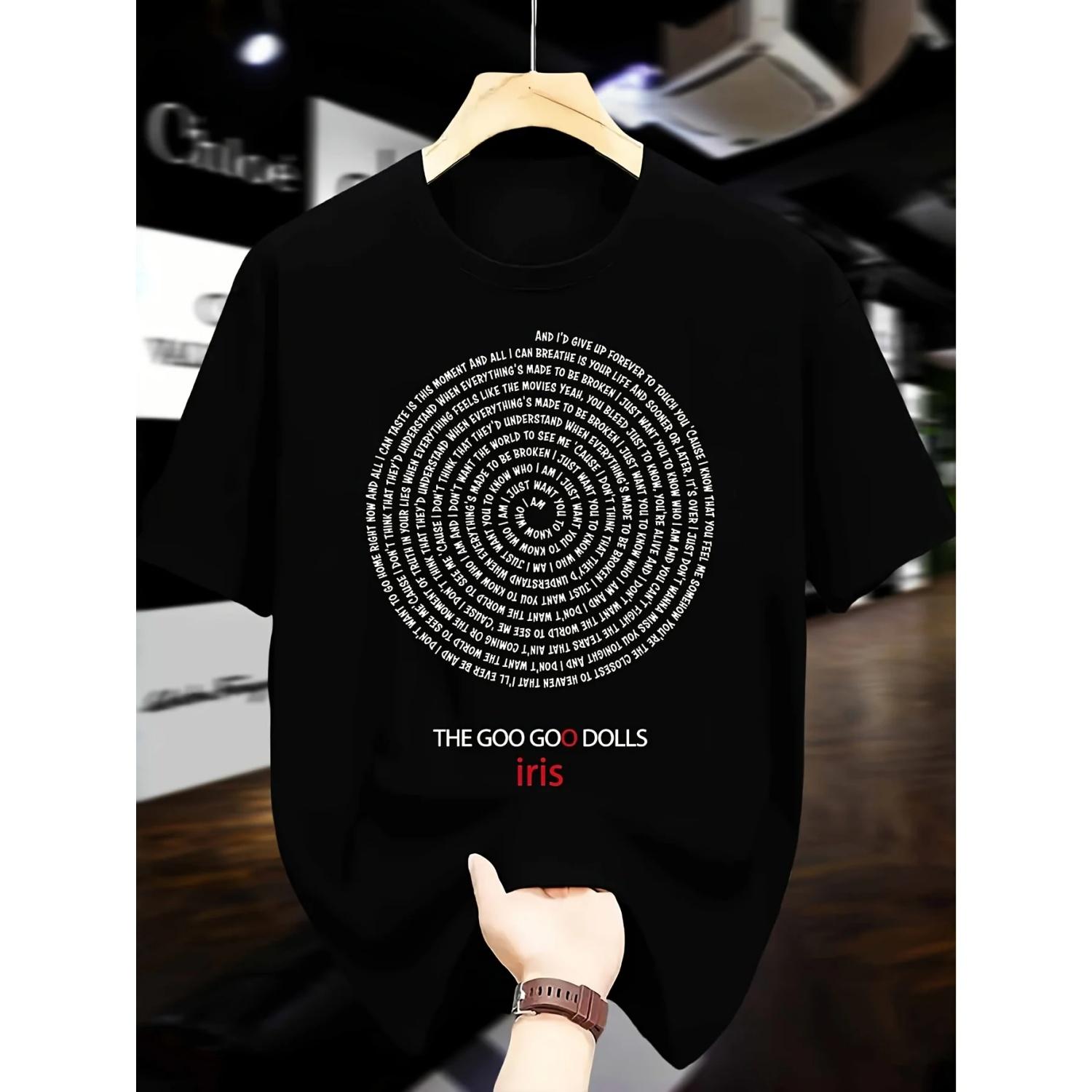 

G Oo Goos D Ols Iris Music Official Pattern T-shirt for Men and Women with Lyrics Printing and Album Cover Fan Gift S чёрный