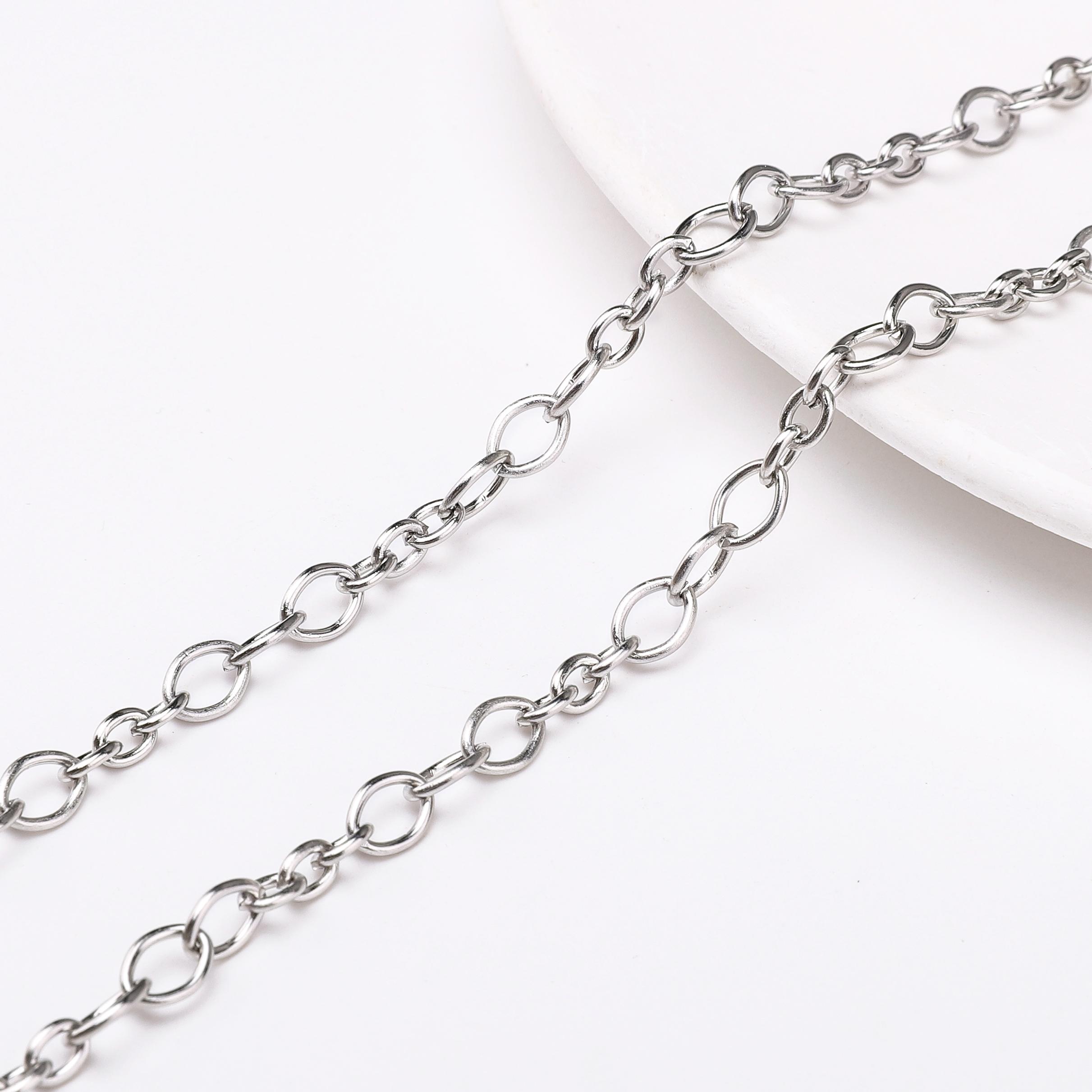 

1 метр цепи из нержавеющей стали кубинская звеньевая цепь базовая панк цепь для самостоятельного изготовления ожерелья браслета ювелирных изделий 5.4mm