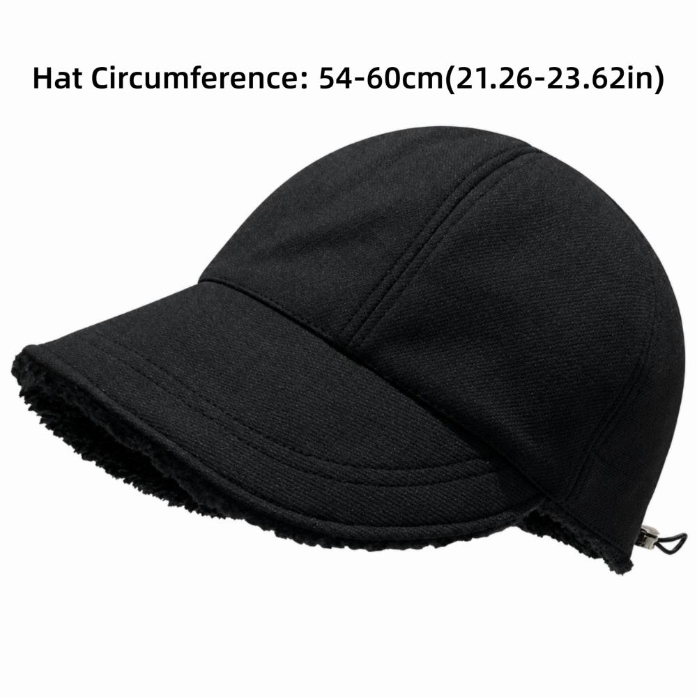 Windproof Plush Bucket Hat Solid Color Versatile Visor Hat Warmth Flat Cap Autumn Winter