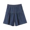 SOFSIL Women's Elastic Waist Wide-Leg Denim Shorts