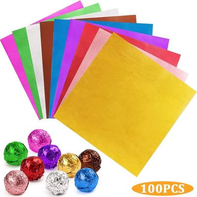 New 9 Colors Foil Candy Wrappers Square 8x8cm Aluminum Foil Paper Chocolate Wrappers