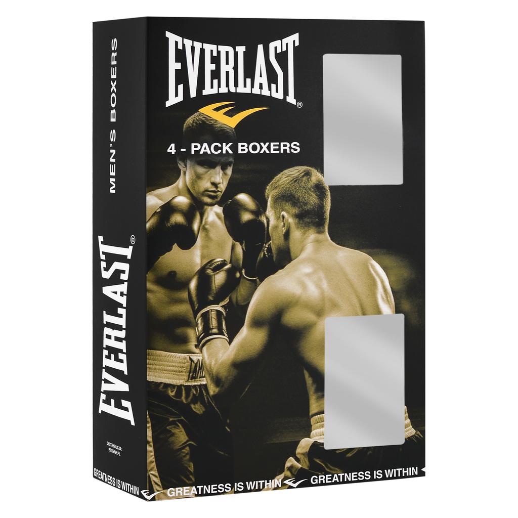 EVERLAST Men’s Boxer Briefs, 4-Pack, Cotton, Assorted Colors