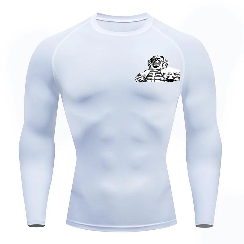 Men Compression Shirt for Workout Quick Dry Guts Print Top Breathable Sweat Absorbing Tight Fit Fitness T-Shirt Sweat-Resistant