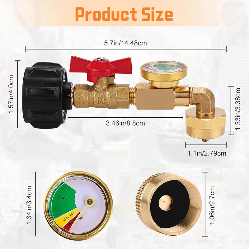 

Propane Tank Refill Adapter Elbow With Gauge For 1 LB disposable Cylinders 2025 New Design Refueling Tool Camping Gas Adapter золотий