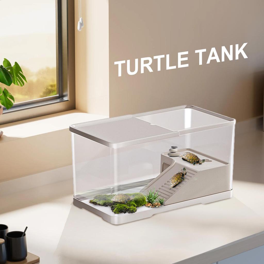 Turtle Aquarium Reptile Tank Household Aquarium Habitat Aquatic Tortoise Aquarium  Hydroponic Tank Fish Tank Vivarium Box
