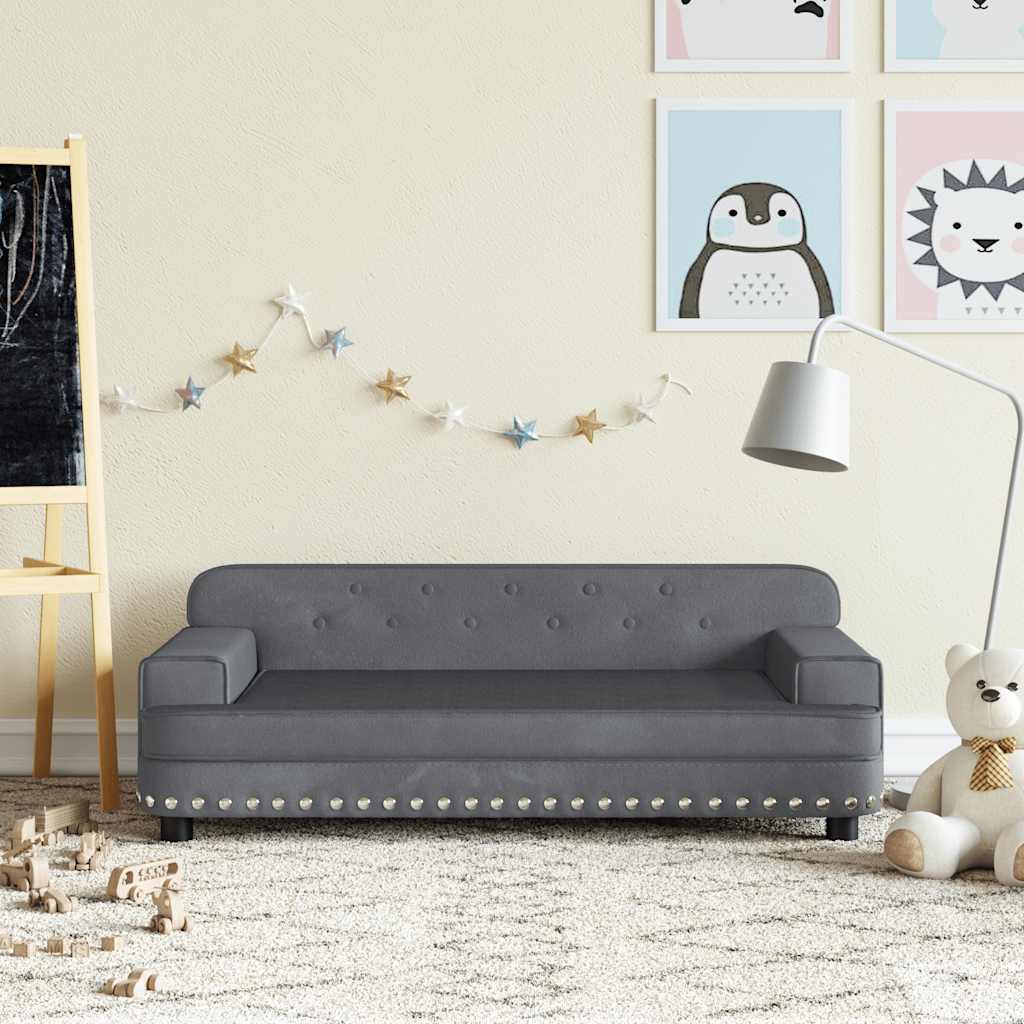 Kids Sofa Dark Gray 90x53x30 Cm Velvet