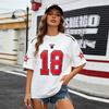 Women Summer T Shirt Streetwear Football Red Number Print Jersey Casual Short Sleeve  Top Fashion Sporty Summer Street Clothing