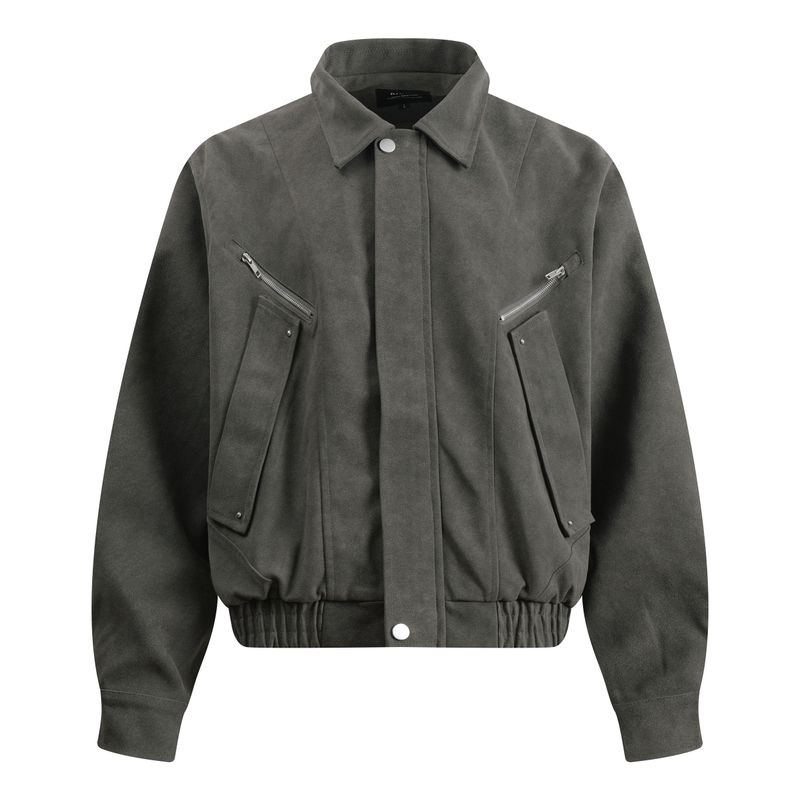 

Madwitch American Retro Suede Work Jacket for Men and Women, Loose Casual Distressed Cleanfit Cool Jacket Gray XL