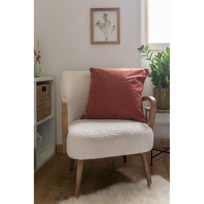 Coussin déhoussable avec passepoil 50 x 50 cm Polyester chenille "Osiris" Le fil d'Ariane
