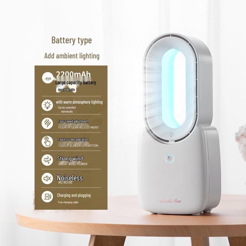 Compact Bladeless USB Desk Fan & Humidifier - Foldable, Lightweight, Rechargeable, Cooling Spray